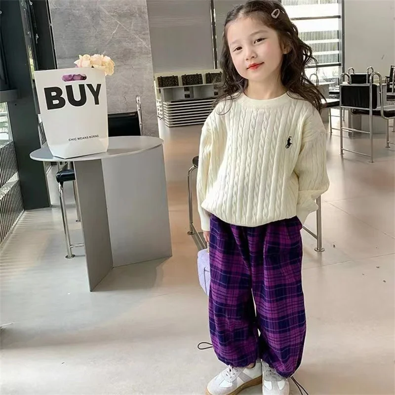 Girls Sweater Wool Coat Kids Tops Knitting 2023 Simple Thicken Warm Winter Autumn Cottons Teenagers Outwear Children\'s Clothing