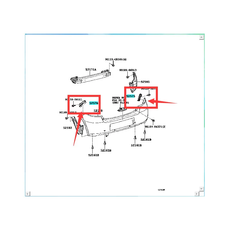 52576-0D080 52575-0D080 Toyota Yaris 2008-2013 NCP90,ZSP91 용 차체 후면 범퍼 리테이너 브래킷