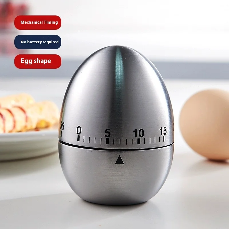 

Vintage Egg-Shaped Mechanical Kitchen Timer - 60-Minute Wind-Up Cooking Timer for Baking, Study, and Fun, Retro Style