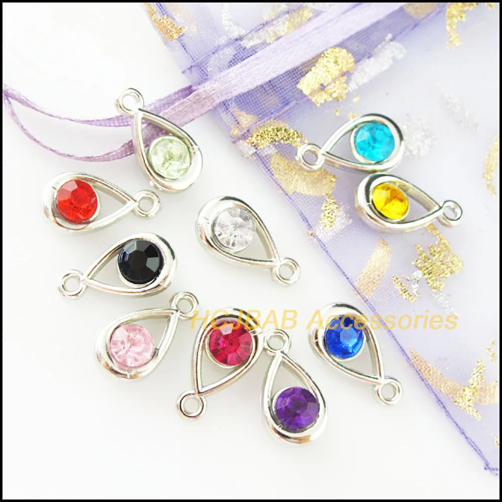 30Pcs Dull Silver Plated Charms Mixed Acrylic Pendants