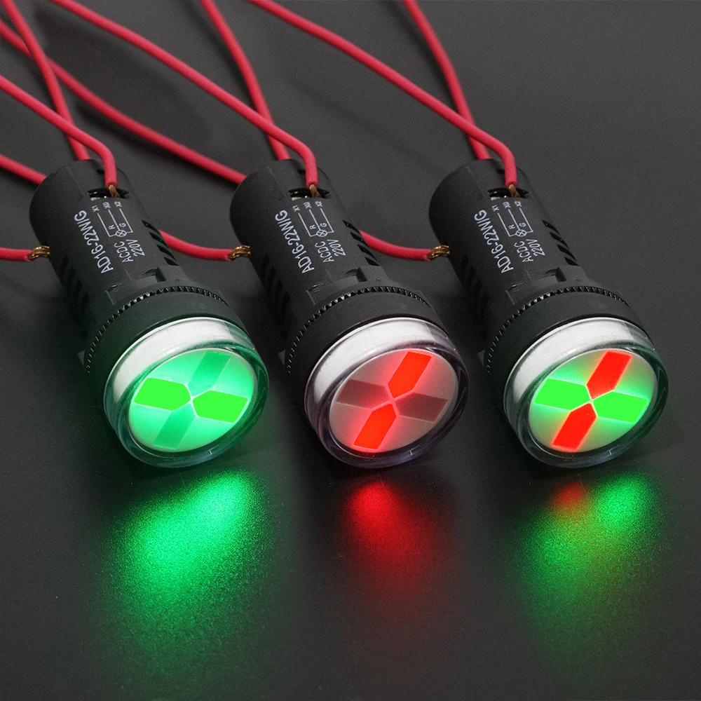 Mini DCAC220V24V red/green Dual-Color Switchback LED Turn Signal Light For Indicator Emergency Signals Lamp 22mm AD16-22SS/WN/WD