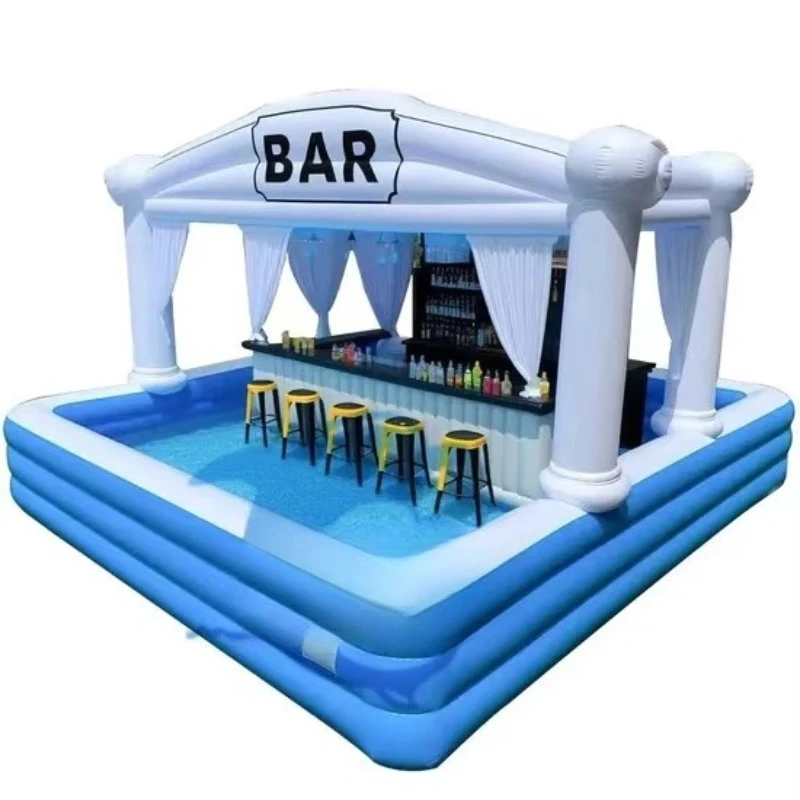 Barra de piscina inflable comercial para adultos, patio al aire libre, fiesta, piscina, tienda de Bar inflable, plataforma de barra inflable