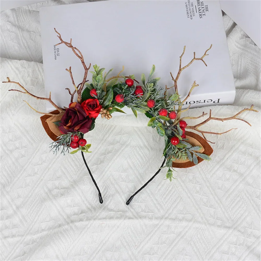 Deer Antler Headdress Forest Fairy Deer Elf Photo Props Christmas Hair Accessories Branch Headband For Women