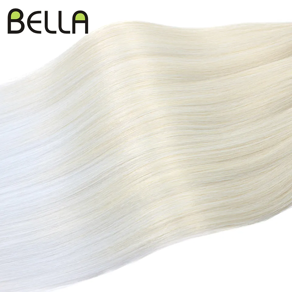 BELLA 28 Inch 3PCS Straight Pony Hair Crochet Braids Hair Synthetic Braiding Hair Ombre Blonde Crochet Hair Extension Fake Fiber