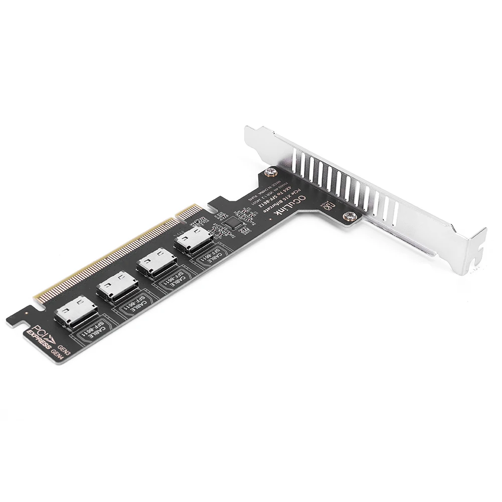

PCIE 4.0 X16 на 4 порта OCulink SFF-8612 Разделенная раздвоенная карта PCIE GEN4 64 ГБ