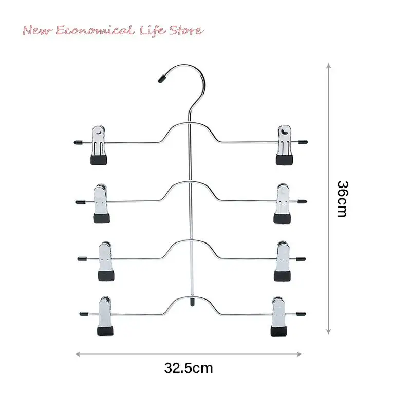 4/6-Tier Skirt Pants Shorts Hangers with Adjustable Clips Space Saving No Slip 12 Clothing Storage Metal Rack