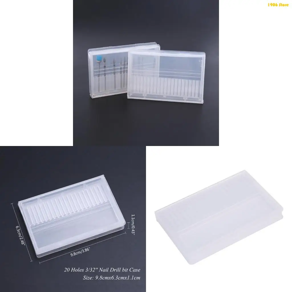 U1JB Tragbare transparente Acryl 20 Loch Bohrer Box Kunststoff Display Container