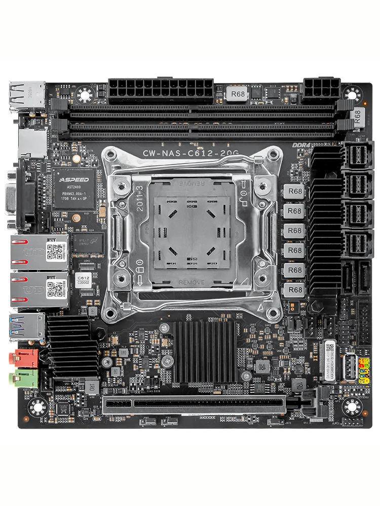 CW-NAS-C612-20G Server-Motherboard LGA2011-3 Xeon E5 V3 V4 Dual Intel X550 10G LAN DDR4 ECC Dual M.2 NVMe Mini ITX