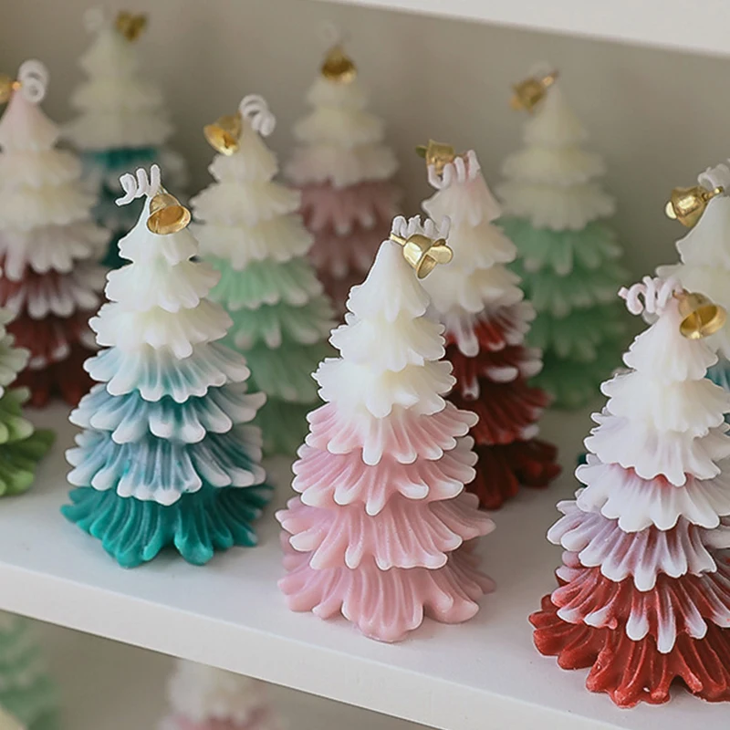 3D Xmas Tree Shaped Candle Christmas Aromatherapy Scented Candles Decoration for Home Navidad New Year Decor Friends Gifts