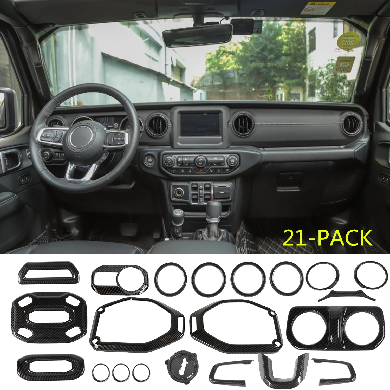 21-PACK Inner Decoration Cover Trim Kit for Jeep Wrangler JL JLU Sports 2018-2023 Interior Accessories Decorative Mouldings Red