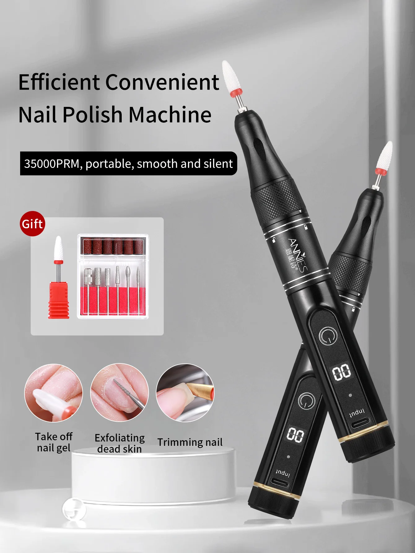 

35000RPM Pen Style Electric Nail Polish Machine Small And Portable Powered Polishing Handheld Nail Removal Professional Polisher