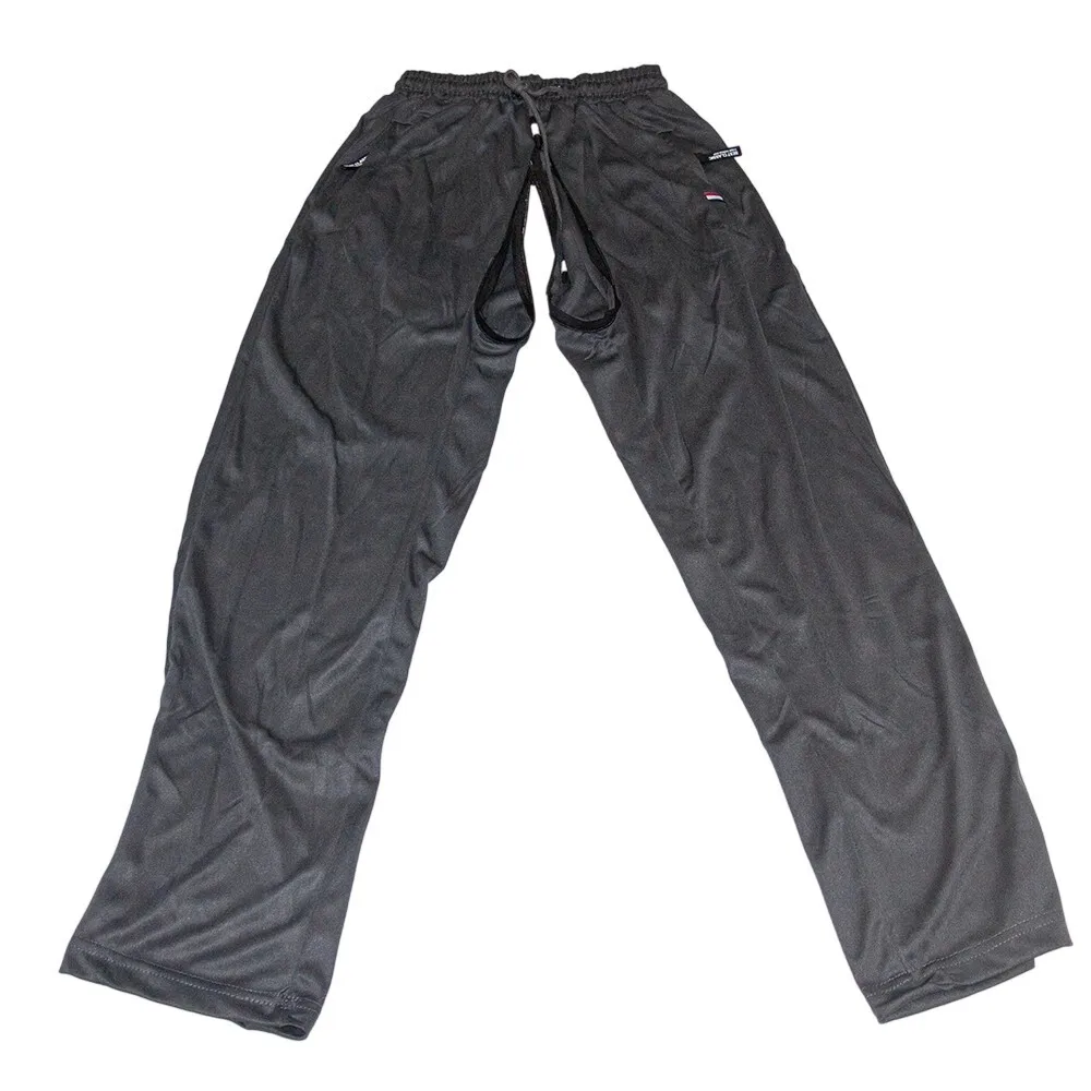 Summer Spring Invisible Zipper Open Crotch Ice Silk Pants Casual Black Plus Size Straight Trousers