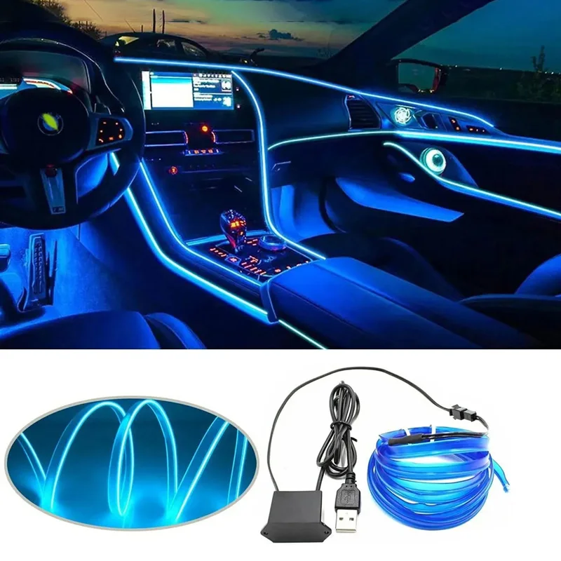 Xiaomi Mijia Car Interior LED Light Decorative Atmosphere Lamp USB  Auto DIY Flexible Diode Ambient Cold Lights For Party 3M/5M