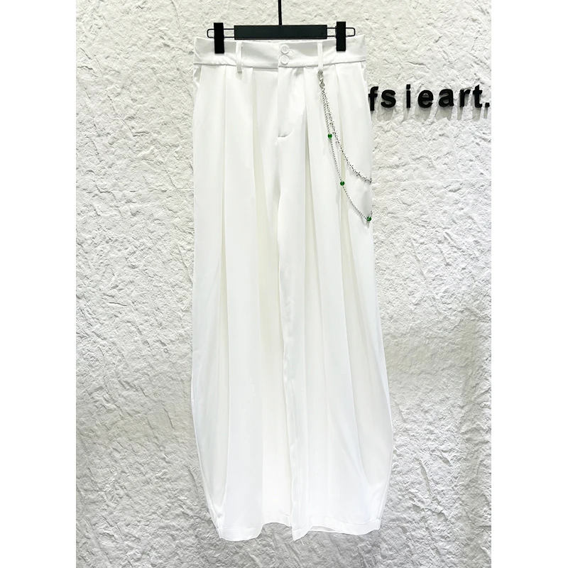 2025 New Style Personality Fashion Chain Casual Pants Men's Fashion Trend Loose Wide-Leg Straight Draped Pants