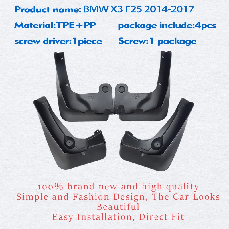 Front Rear 4pcs 2014 2015 2016 2017 FOR BMW X3 F25 Mudguards Fender Mud Flap Guard Splash Mudflaps Car Accessories