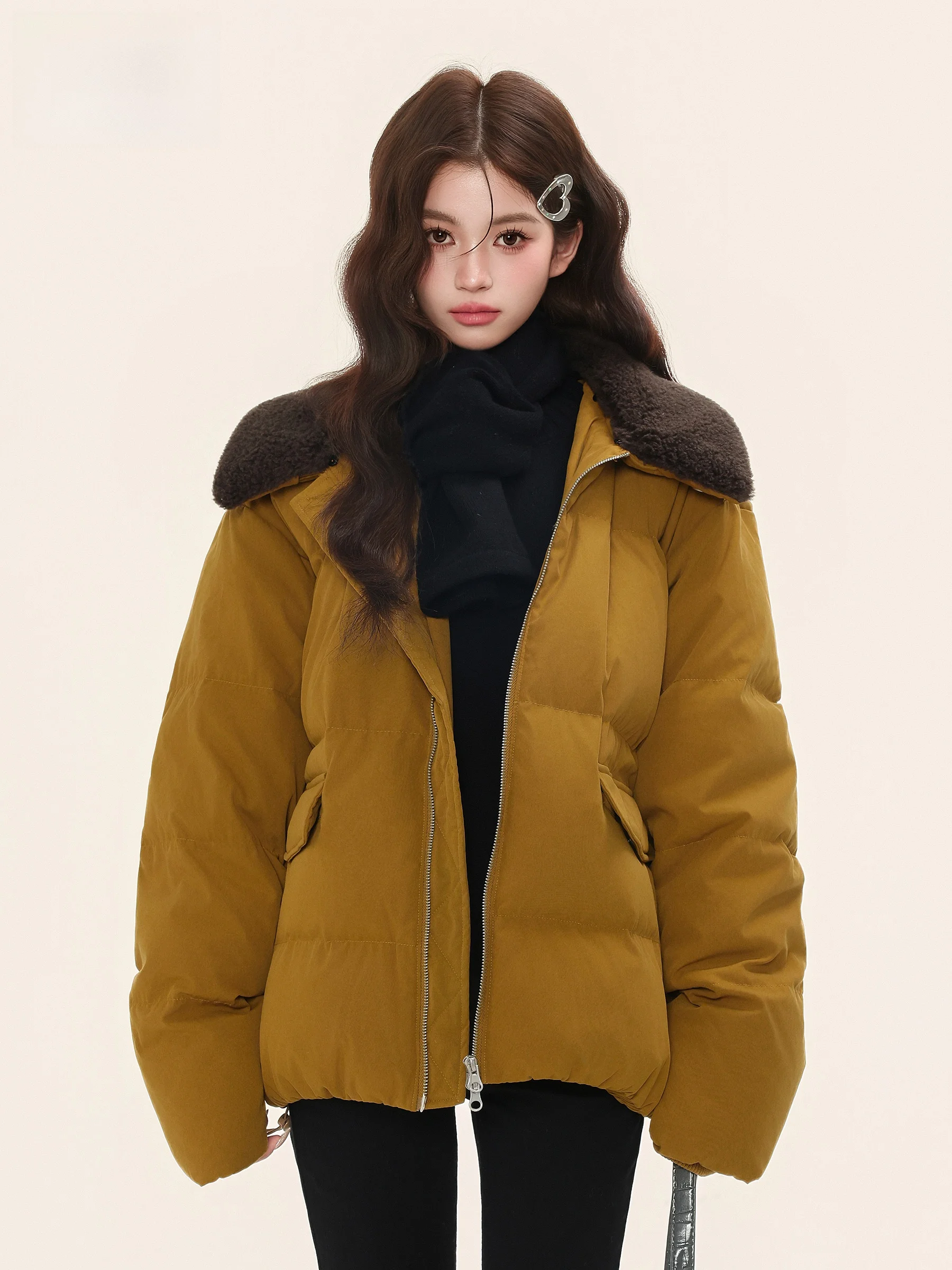 

Утепленная куртка-пуховик с капюшоном в стиле колор-блок для мужчин и женщин, осенне-зимняя, новая модель, теплая, прочная, в стиле «хлебный пуховик»