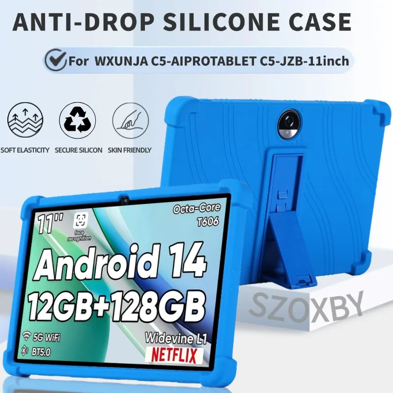 

Для WXUNJA C5-PTB-HEI Android 14 планшетов 11 дюймов противоударный чехол AIPROTABLET C5-JZB мягкая силиконовая подставка защитный чехол