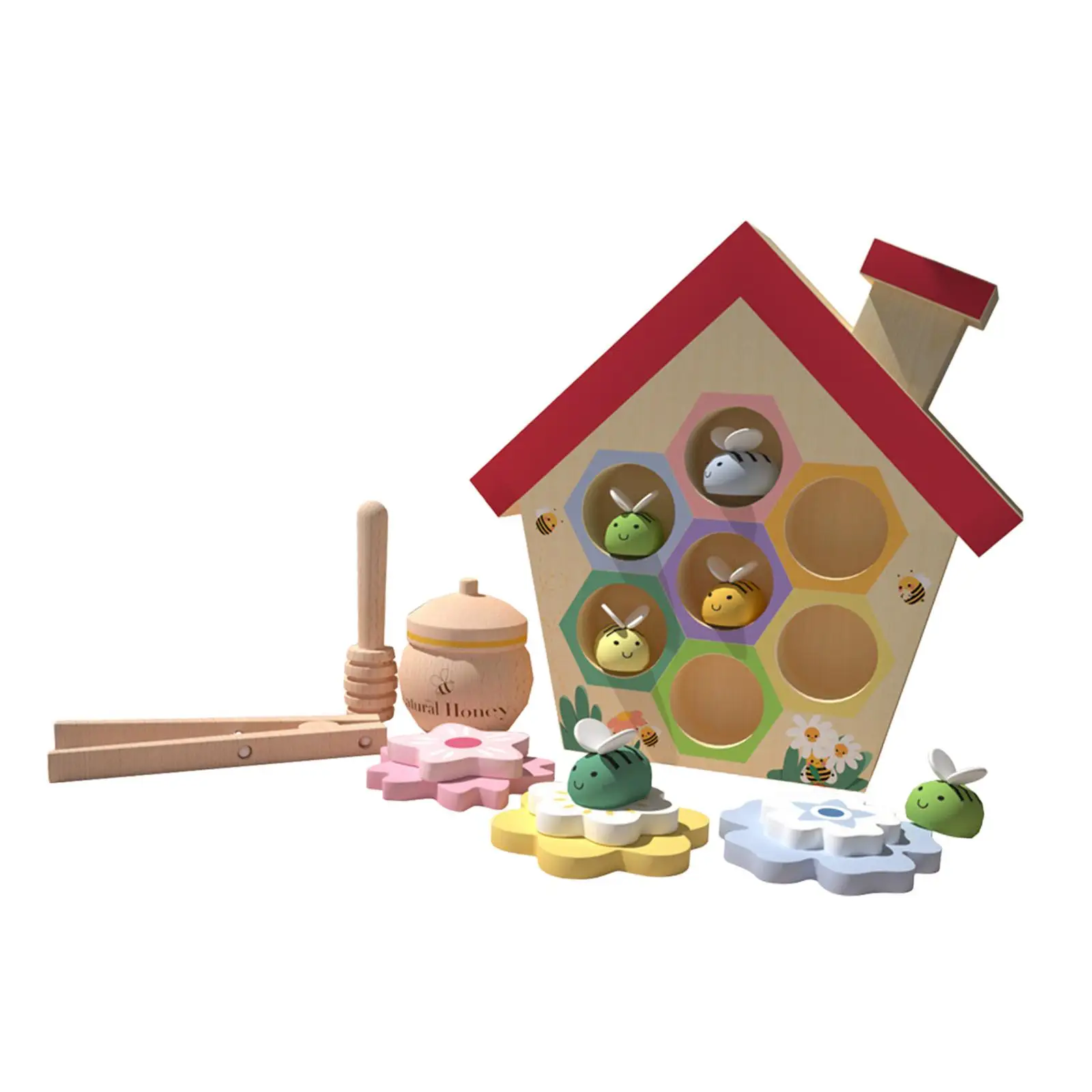

Wooden Toys Beehive Game Puzzle Early Education Toys Wooden Bees Toys Clip Bee Game for Kids Baby Girls Boys 3 Year Old Gifts