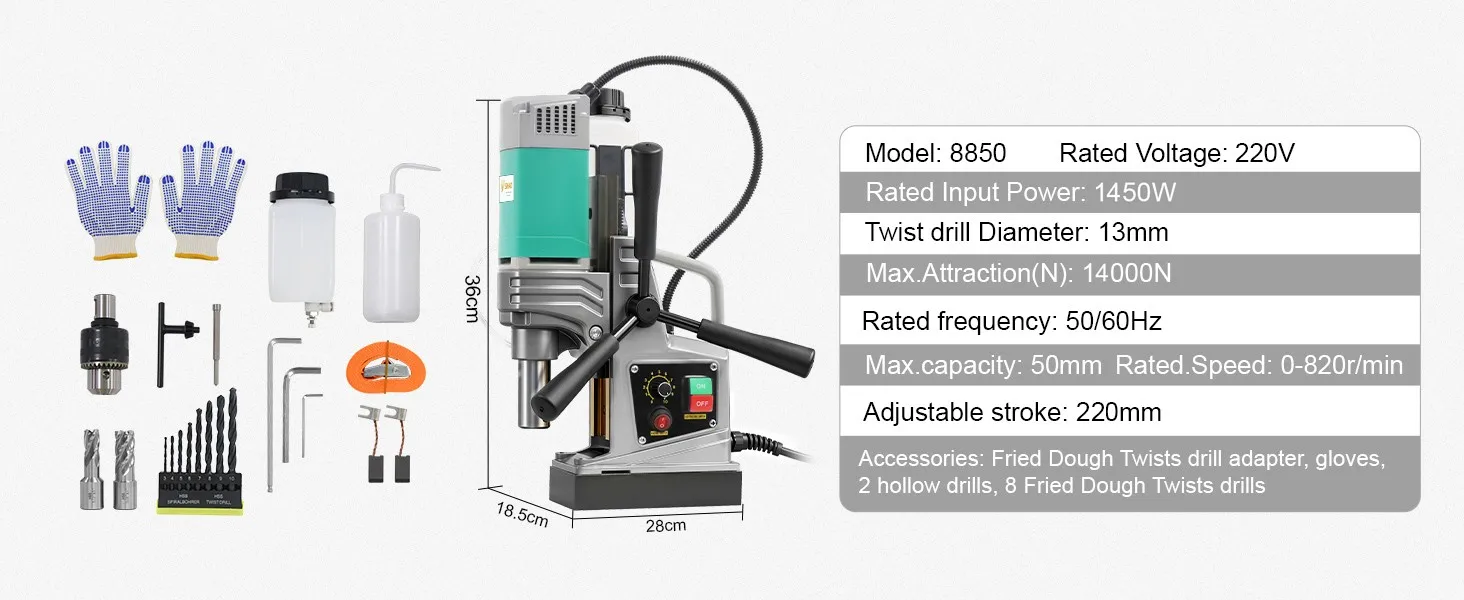Elektrische Bohrmaschine | Sihao 1450W/1550W 1,57/2' Elektrische Bohrmaschine Magnetbohrmaschine Bohrdurchmesser Elektrobohrer 750/820 U/min – Detail 11