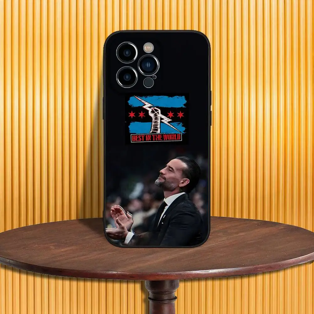 CM P-Punk WWE RAW Phone Case For iPhone 17,16,15,14,13,12,11 Pro,Max,Plus,XR,Mini,Air,E Black Full-coverage Soft Case