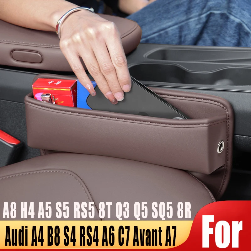 For Audi A4 B8 S4 RS4 A6 C7 Avant A7 A8 H4 A5 S5 RS5 8T Q3 Q5 SQ5 8R Car Front Seat Crevice Storage Box Bag Built-in Case Pocket