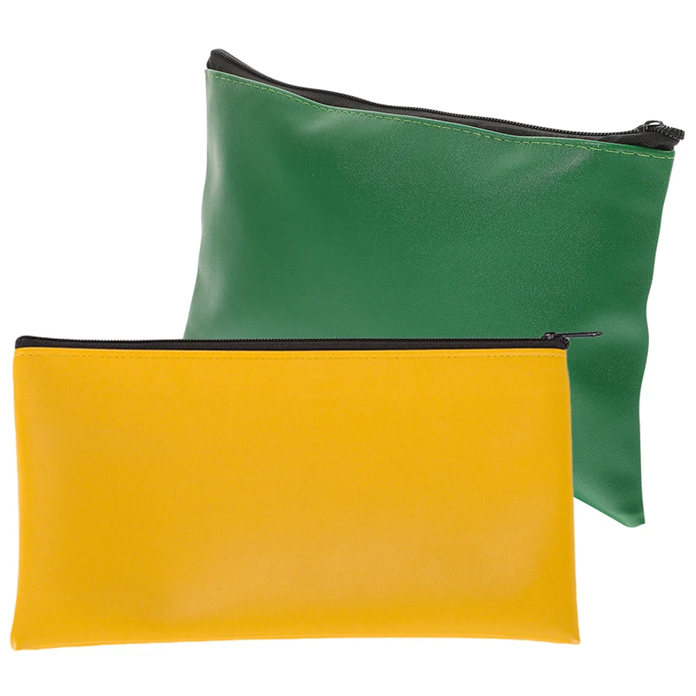 2 Pcs Tool Bags Heavy Duty Waterproof Deposit Storage Zipper File Pouch Slim for Men Documents