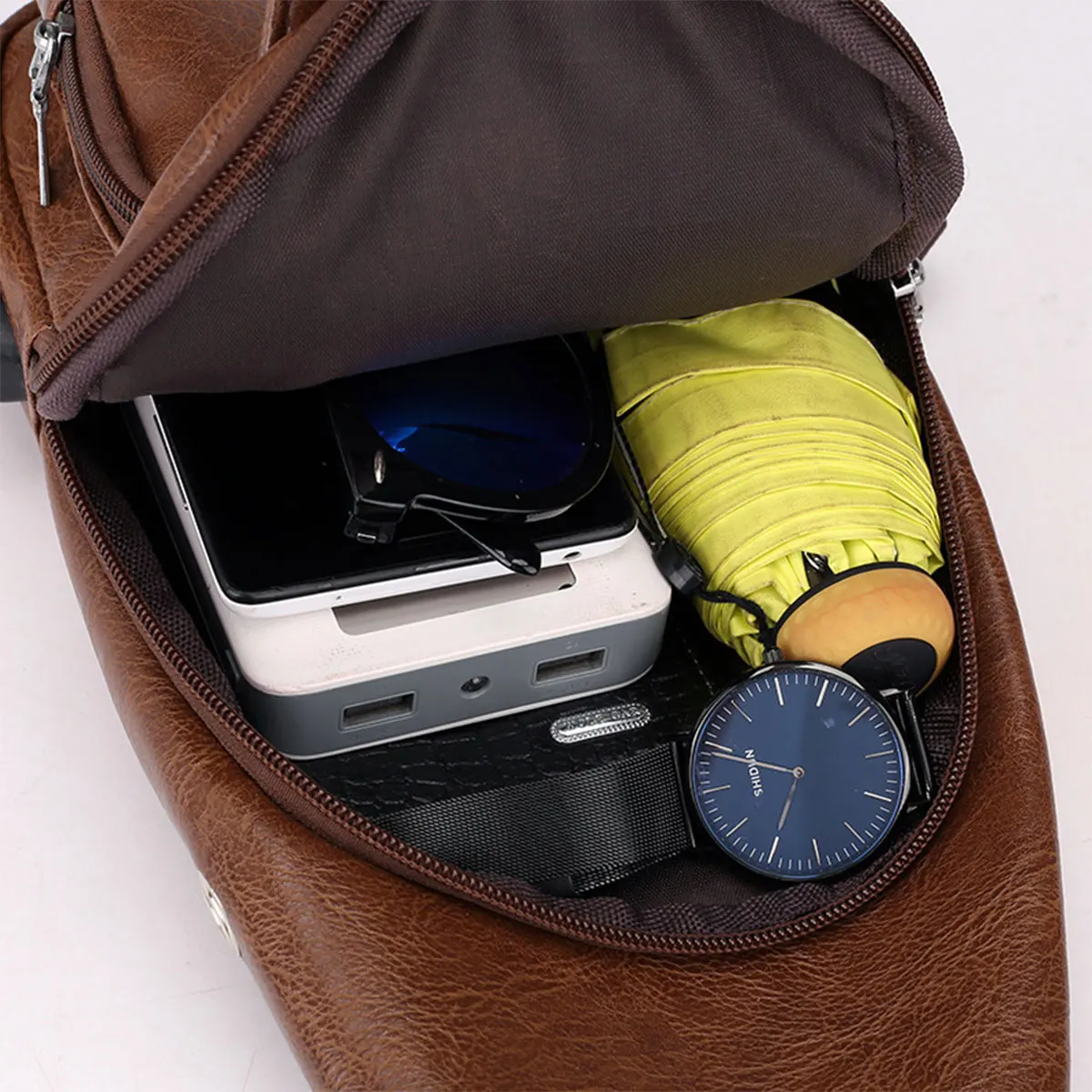 Neue Lässige Herren-Umhängetasche, Outdoor-Sporttasche mit Großer Kapazität, Multifunktionale PU-Business-Crossbody-Tasche für Männer – Detail 6
