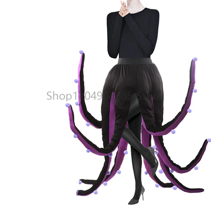 

Adult Cosplay Long Octopus Tentacles Female Black Purple Sea Witch Costume For Halloween Purim Party Wear