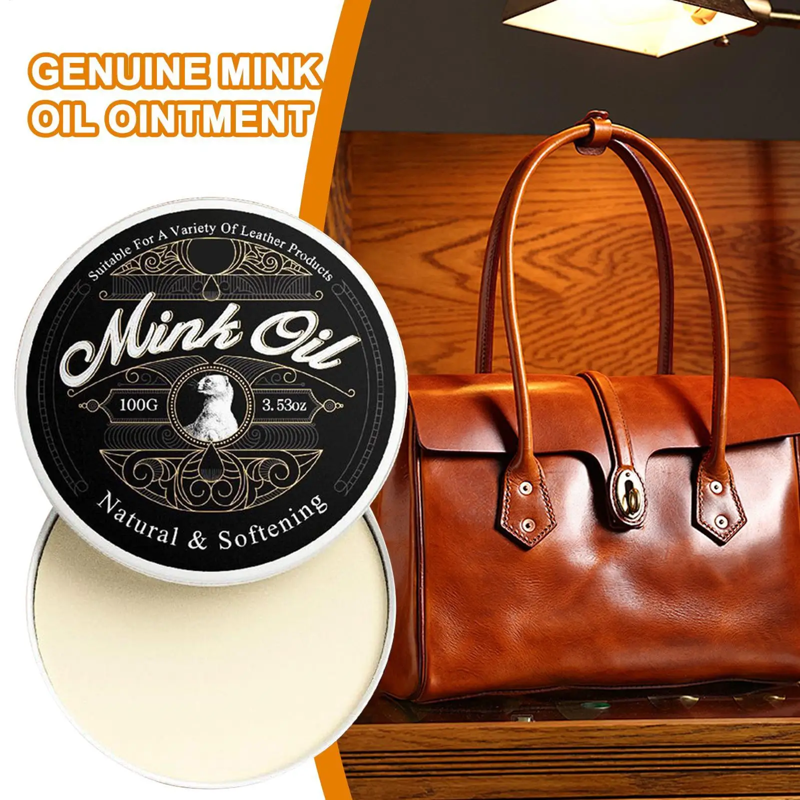 100g Mink Oil Leather Conditioner Leather Care Softener Cleaner Conditioner All-Natural Paste, Soften and Restore for Clothing