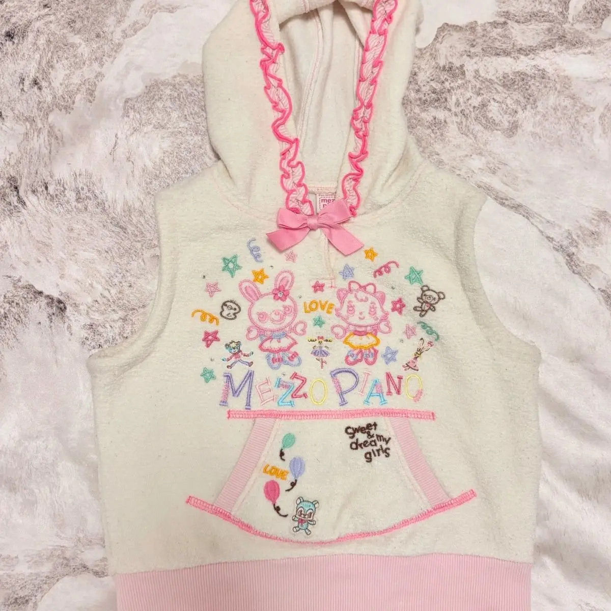 Japanese Cute Cartoon Mp Embroidery Jojifuku Hooded Vest Autumn Winter New Polar Fleece Sweet Girl Fairycore Outerwear Vest