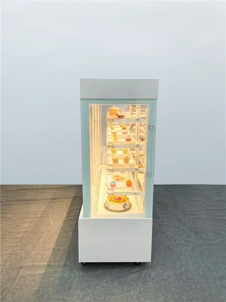 Mostrador de pasteles vertical, vitrina refrigerada para postres comerciales, expositor de pasteles elevado