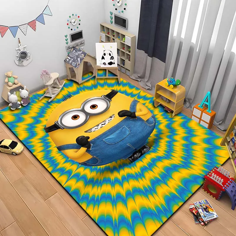 

Minions Cute Area Rug Cartoon Carpet for Home Living Room Kids Baby Bedroom Sofa Doormat Kitchen Decor,Non-slip Floor Mat Gift
