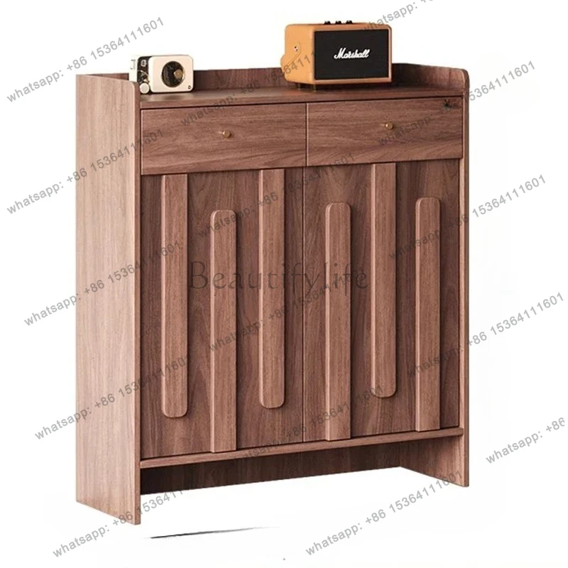 

New Chinese style new solid wood shoe cabinet entrance door with drawer storage household storage cabinet