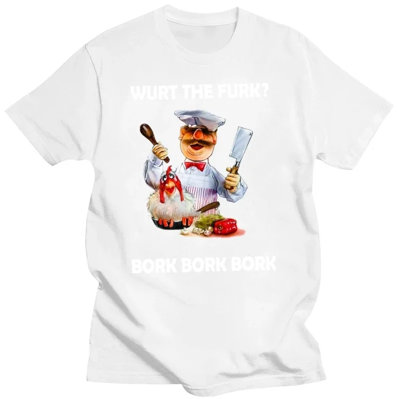 The Muppet Swedish Chef Cooking Wurt The Purk Bork Men Black T Shirt heavyweight fashion Round Neck manga vintage anime clothes