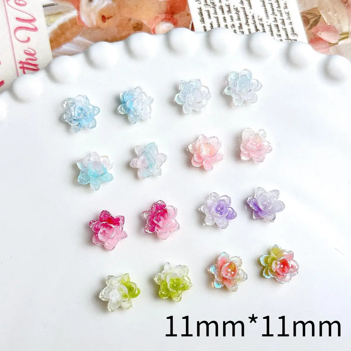 

3D Resin Mixed Multi-Color Lotus Nail Art Decoration Luminous Sparkling Flower Nail Charms Accessories Supplies for Manicure DIY