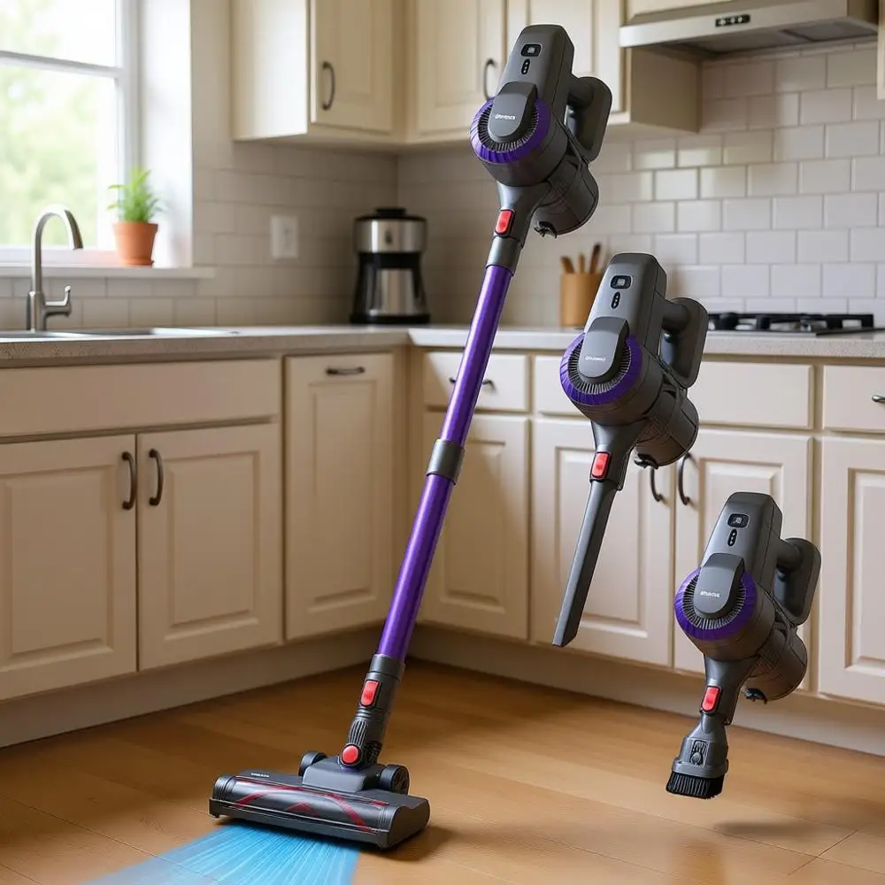 Ultra-Lightweight Stick Vacuum, 2200mAh Battery Up to 40mins Runtime, 6 in 1 Powerful Handheld Vacuum for Home Hard Floor Carpet