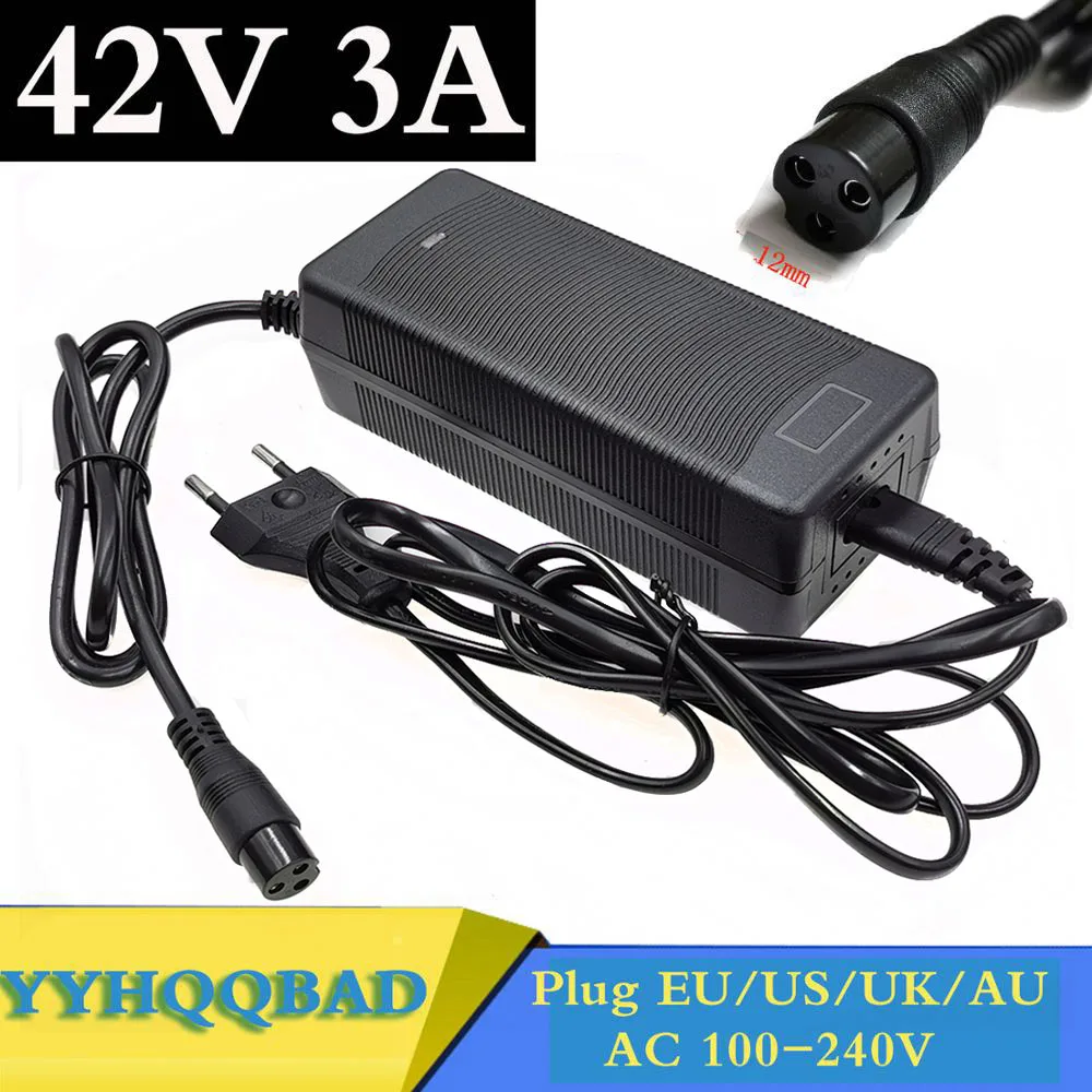 42V 3A Electric Bike Charger For 36V 37V Li-ion Battery Scooter  GX16 3PIN Connector