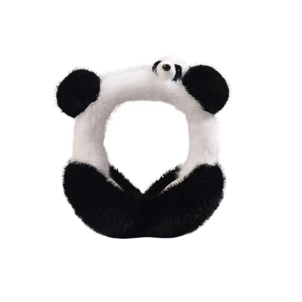 Morbidi paraorecchie in peluche Panda addensato tenere più caldo copertura per le orecchie Panda antivento paraorecchie scaldaorecchie invernale berretto per le orecchie invernale