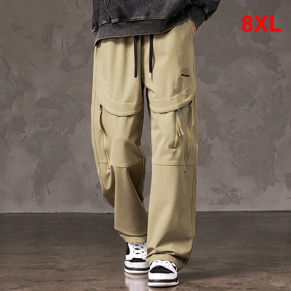 

Винтажные мешковатые брюки мужские большие размеры 8XL прямые брюки с большим карманом модные повседневные брюки с эластичной талией