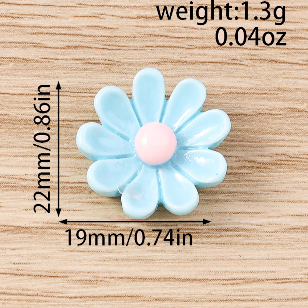 Tusember 15 Stück 19*22mm Niedliche Gänseblümchen-Anhänger aus Harz mit Flacher Rückseite für DIY Handyhüllen-Zubehör Frauen Mädchen Kinder Spielzeug – Detail 2