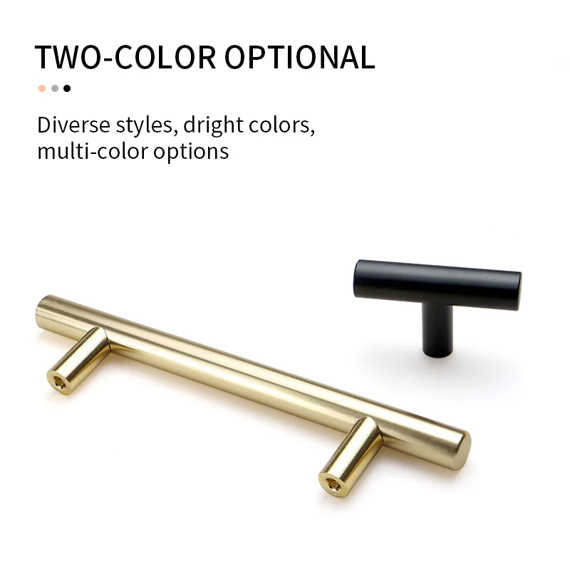 Brushed Stainless Steel Kitchen Cabinet Door Knob Furniture Drawer Pulls Bar Handle Black Golden Cupboard Handle