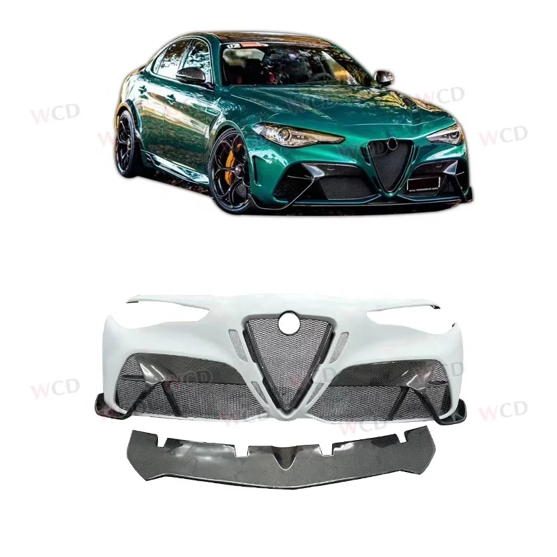 

Half Carbon Fiber GTAM Style Giulia Front Bumper For Alfa Romeo Giulia Upgrade Bumper Facelift Auto Parts Bodykit custom