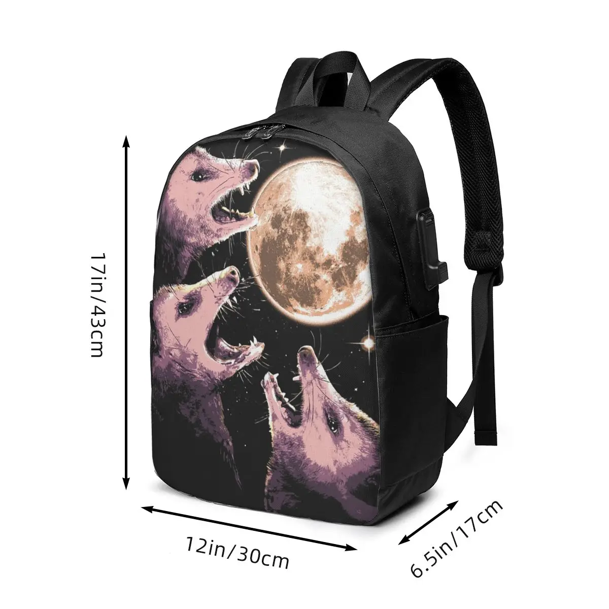 Vibrant Opossum Moonlit Night Backpack Travel Notebook Bag Computer College Student School Bag Laptop Shoulder Bags Men Women