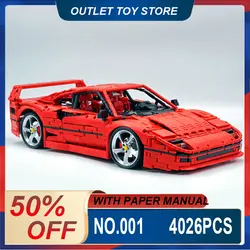 X-001 Technical Super Sprots Car F40 Compatible MOC-140629 Model Building Blocks Bricks DIY Puzzle Toys Birthday Christmas Gifts