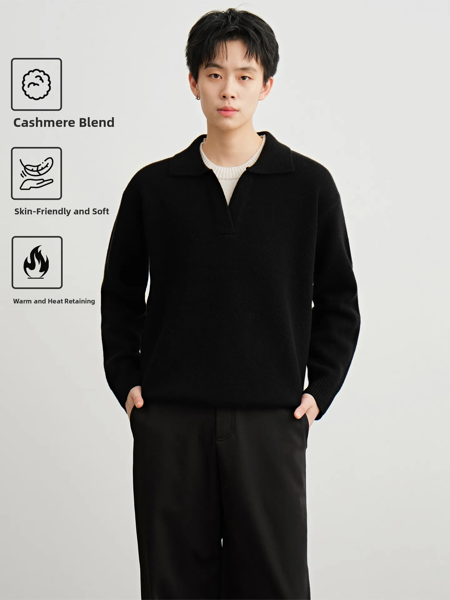 

High Quali Knitted Wool Sweater with cher Collar Camere Blend Soft Casual Sle Long Sve Thi Warm Women's K...