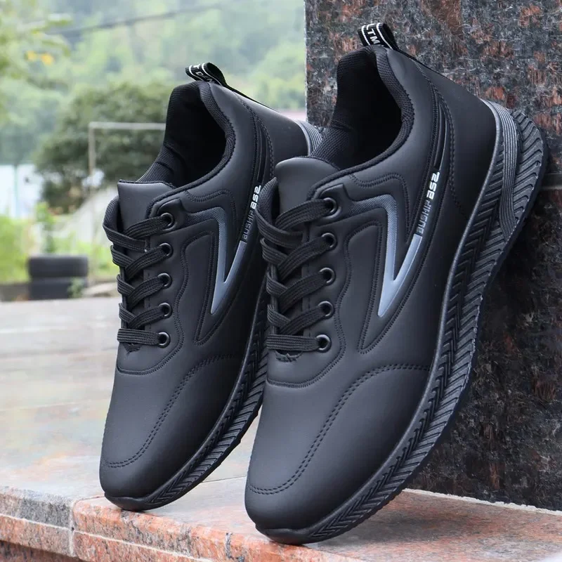 

Men's Shoes High-quality Leather Casual Shoe Lace-up Thick-sole Vulcanized Shoe New Sport Running Shoes Men Tenis Training Shoes