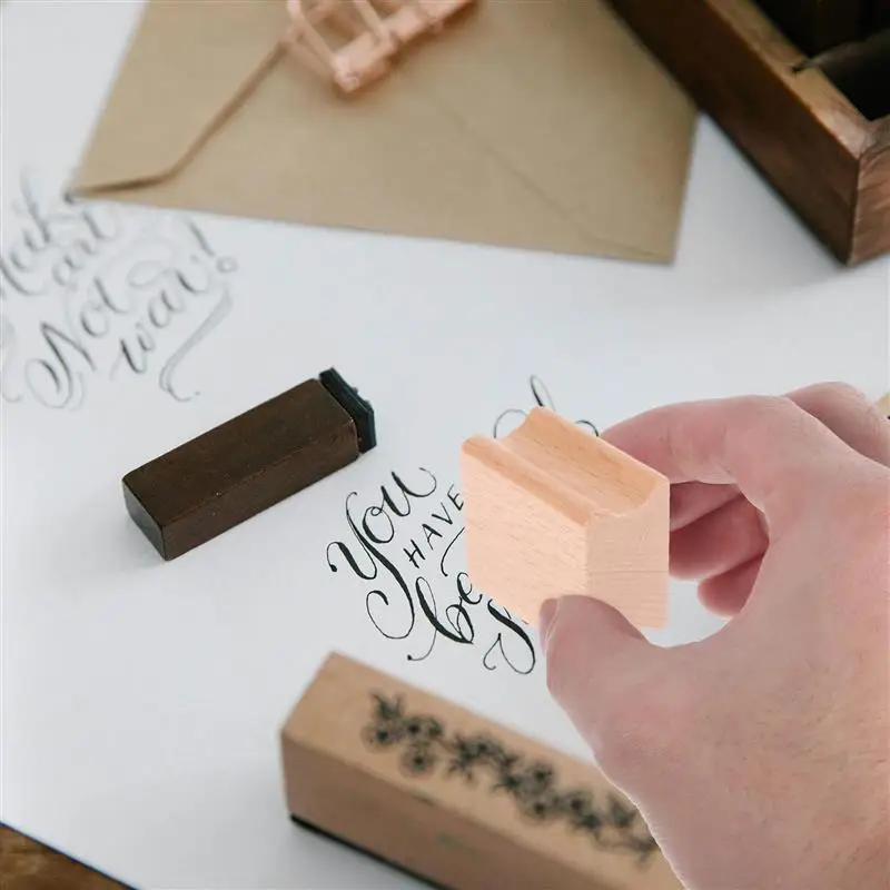 10pcs Carving Wooden Smooth Wood Stamper Self Making Wooden Scrapbooks Seal Creative Seal Stamps Blank Carving Use Wood Stamper