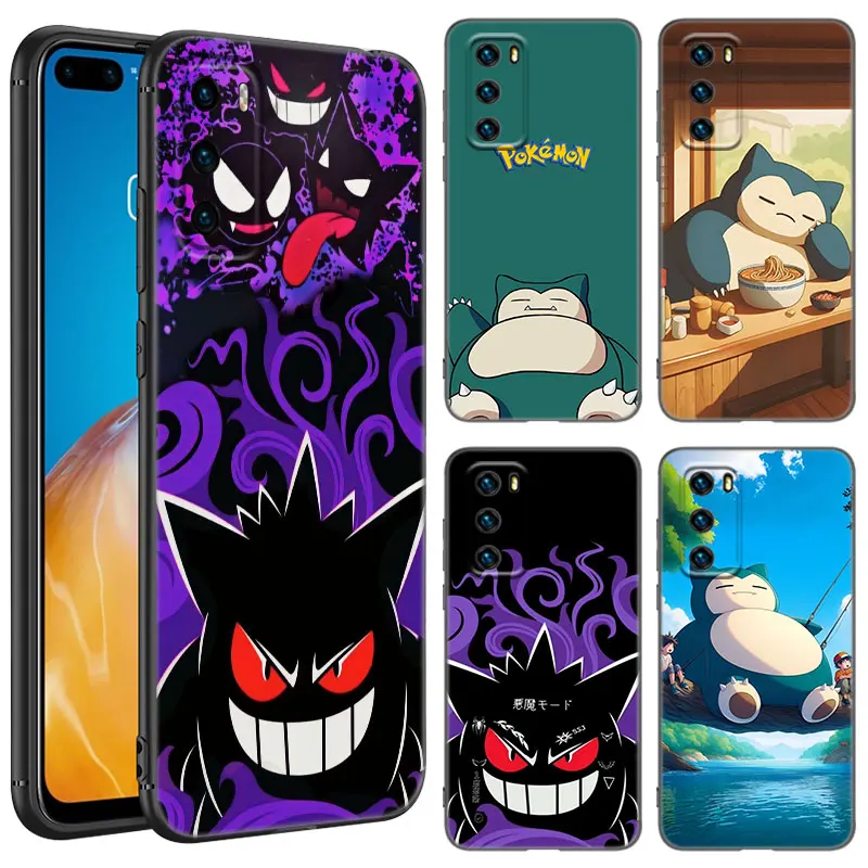 Cute S-Snorlax G-Gengar Phone Case For Huawei Pura 70 Ultra P20 P30 P40 Lite P60 Art P50 Pro P50E P Smart 2018 2019 2020 2021