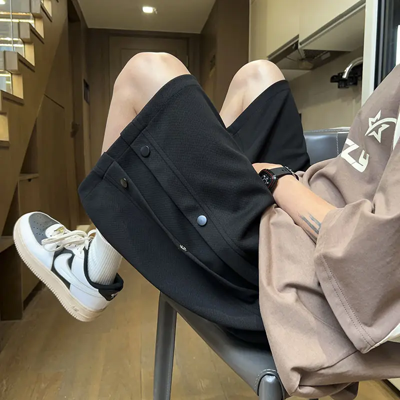 

Trendy Basketball Shorts for Men 2025 Summer Thin Loose Straight-leg Button-up Casual Sports Shorts