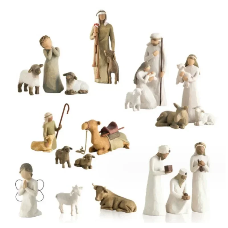 

Holy Family Figurine Easter Religious Jesus Nativity Set Hand-painted Statue Ornaments Room Crafts Home Decoration